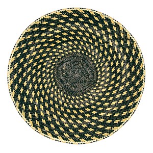 Round Placemats Natural Straw Woven Black & Gold (Set x 4) from Urbankissed