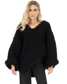 Oversized V-Neck Sweater - Black from Urbankissed
