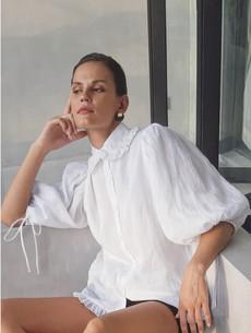 Valerie Ramie Shirt in White via Urbankissed