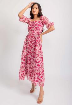 Sheer Floral Maxi Dress - Pink from Urbankissed