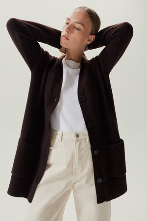 The Woolen Oversize Cardigan - Deep Brown from Urbankissed