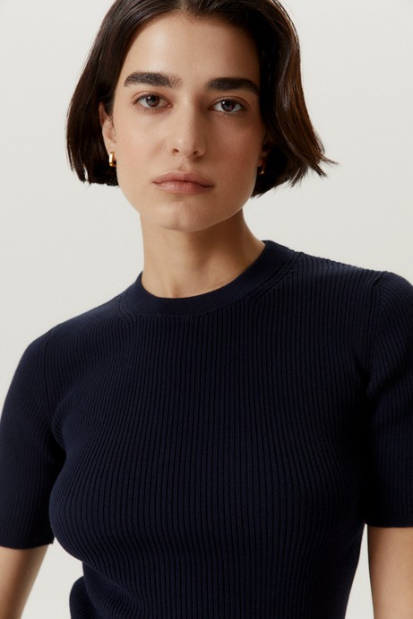 The Organic Cotton Ribbed Tee - Deep Blue from Urbankissed