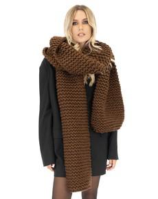 Straight Ribbed Chunky Scarf - Brown via Urbankissed