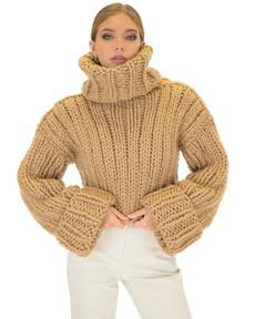 Crop Turtle Neck Jumper - Camel via Urbankissed