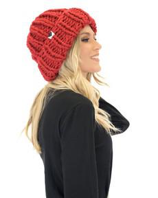 Ribbed Knit Beanie - Red via Urbankissed