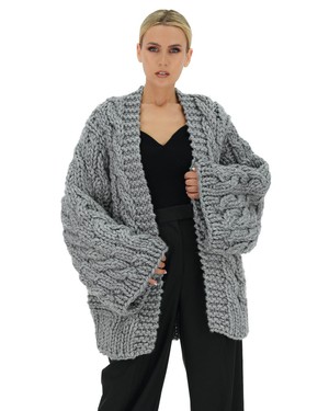 Cable Knit Cardigan - Grey from Urbankissed