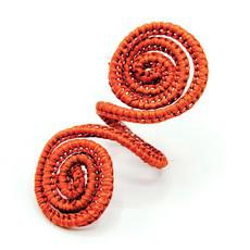 Set X 4 Woven Natural Iraca Straw Orange Spiral Napkin Rings via Urbankissed