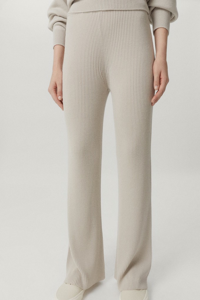 The Merino Wool Ribbed Pants - Pearl from Urbankissed