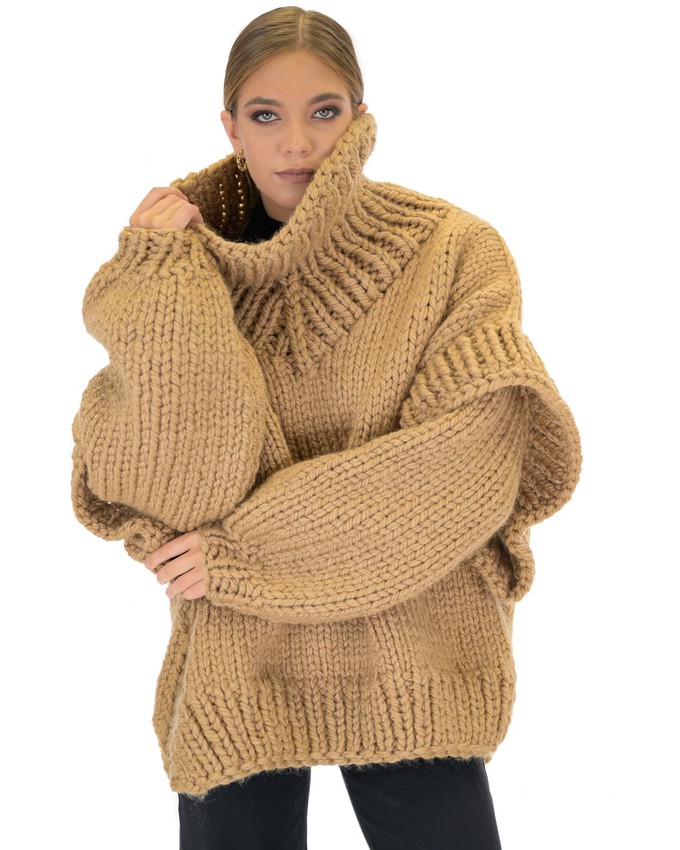 Turtle Rolled Neck Sweater - Camel from Urbankissed