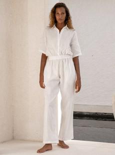 Linen Jumpsuit - White via Urbankissed