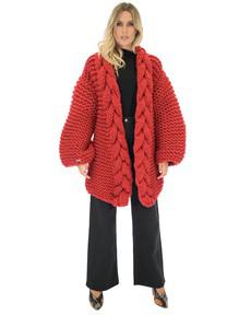 Cable Knitted Coat - Red via Urbankissed