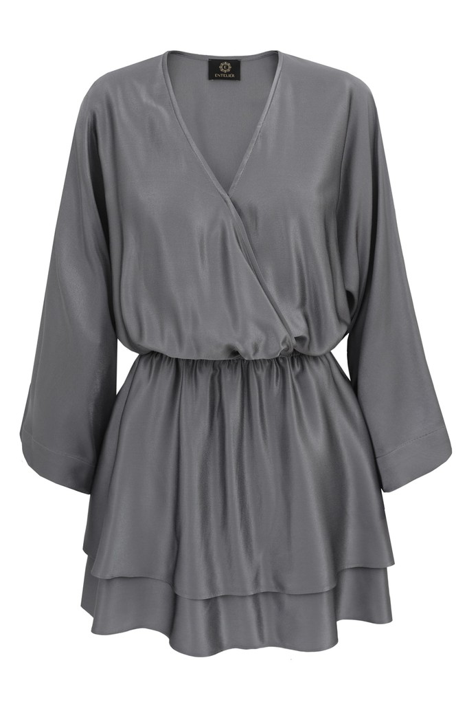 Cocktail Mini Flared Dress - Silver Grey Pearl from Urbankissed