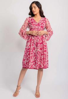 Sheer Floral Midi Dress - Pink from Urbankissed