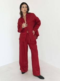 Wide Leg Linen Pants in Red via Urbankissed