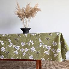 Floral Tablecloth Recycled Plastic - Green Irises from Urbankissed