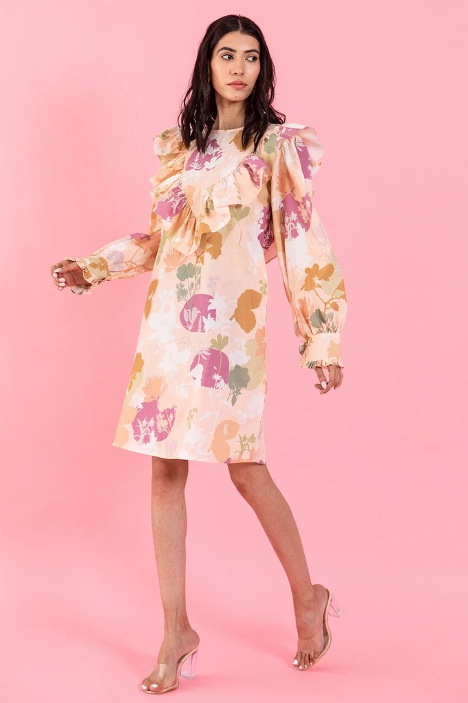 Ruffled Floral Dress Boxy Long Sleeves from Urbankissed
