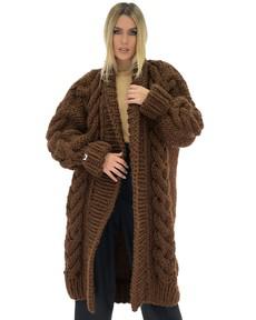 Long Cable Coat - Brown via Urbankissed