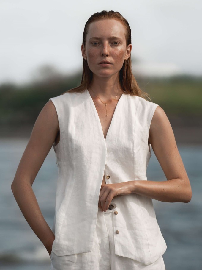 Linen Vest White Women from Urbankissed