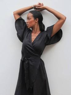 Ayla Linen Dress in Black from Urbankissed