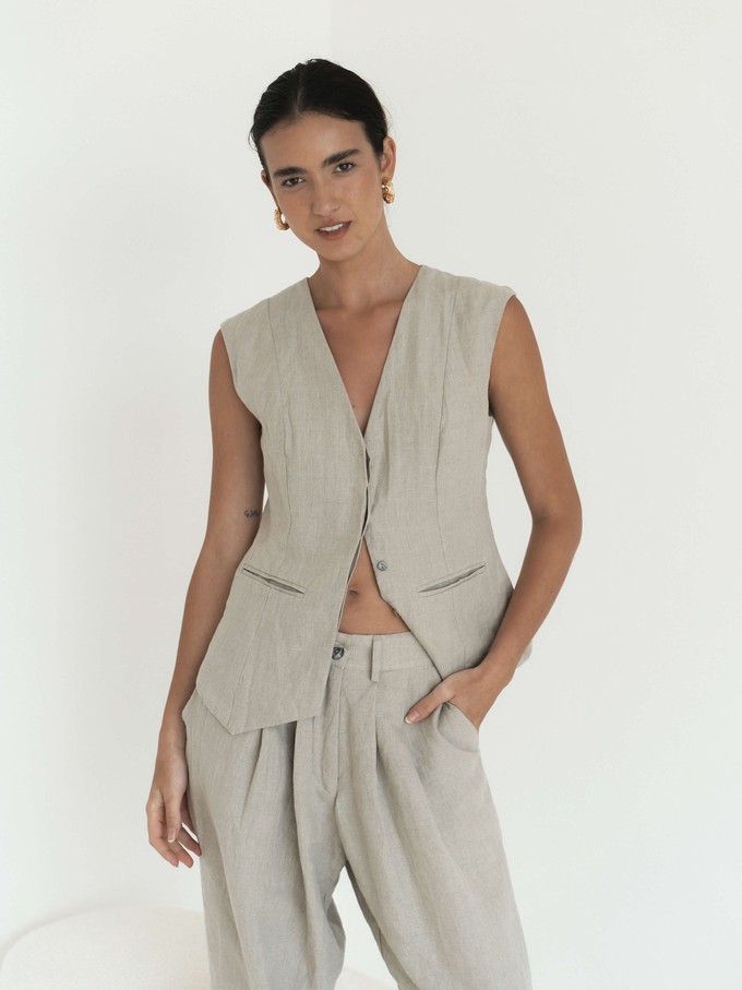 Linen Vest in Beige Women from Urbankissed