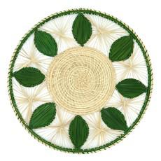 Round Placemats Natural Straw Woven Green Leaves (Set x 4) via Urbankissed