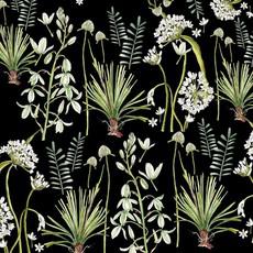 Floral Tablecloth Cotton - Greenery On Black from Urbankissed