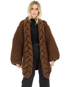 Cable Knitted Coat - Brown from Urbankissed