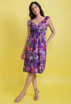 Floral Midi Dress & Ruffled Straps - Violet via Urbankissed