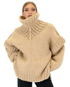 Turtle Rolled Neck Sweater - Beige via Urbankissed