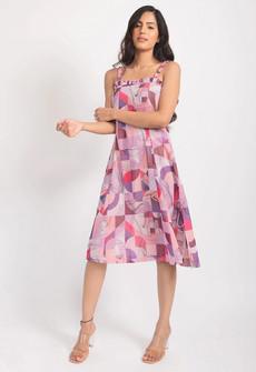 Chiffon Midi Dress - Soft Red & Violet via Urbankissed