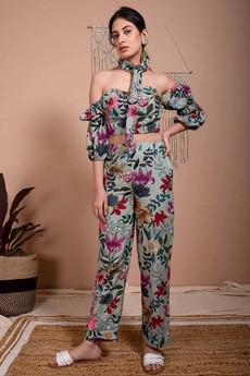 Straight Floral Pants - Green via Urbankissed