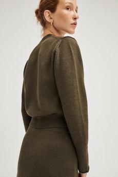 The Merino Wool Crop Cardigan - Military Green from Urbankissed