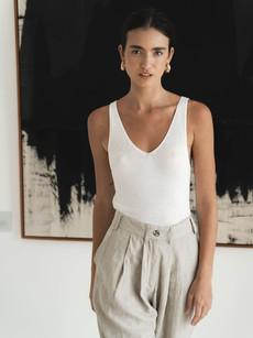 Deep V Tank Knit in Natural via Urbankissed