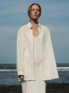 Linen Oversized Shirt in White via Urbankissed