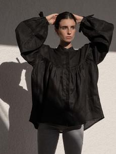Oversized Linen Shirt - Black via Urbankissed