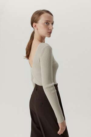 The Merino Wool Back Neckline Top - Pearl from Urbankissed