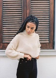 Penelope Turtleneck Knit Sweater - Ivory from Urbankissed