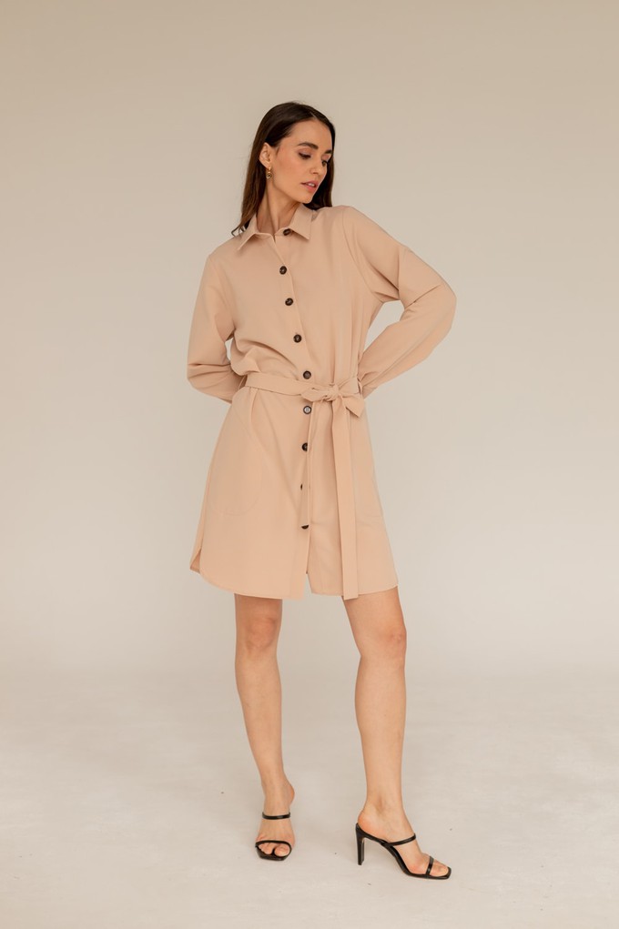 Shirt Dress Light Beige from Urbankissed