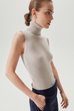 The Merino Wool Roll-neck Top - Greige from Urbankissed