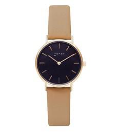 Gold & Black with Tan Watch | Petite via Votch