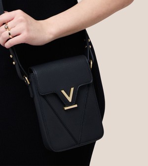 Luna Compact Vegan Bio-Based Bamboo Phone Bag in Black from Votch