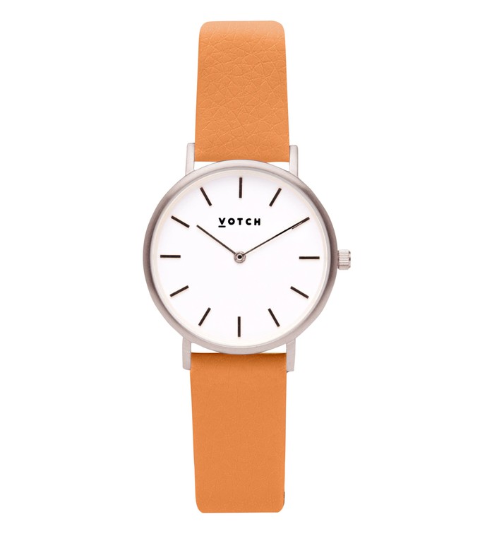 Silver & Burnt Orange Watch | Petite from Votch