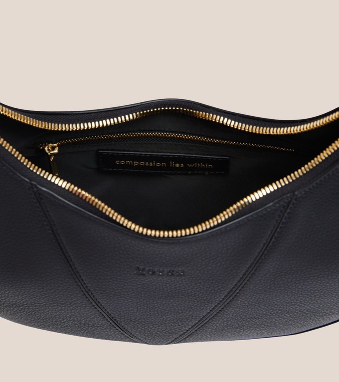 River Vegan Bio-Based Bamboo Leather Hobo Bag in Black from Votch