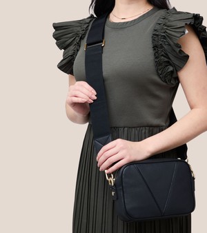 Silvie Vegan Bio-Based Bamboo Dual-Look Bamboo Crossbody Bag in Black from Votch