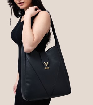 Nancy Vegan Bio-Based Bamboo Leather Elevated Tote Bag in black from Votch