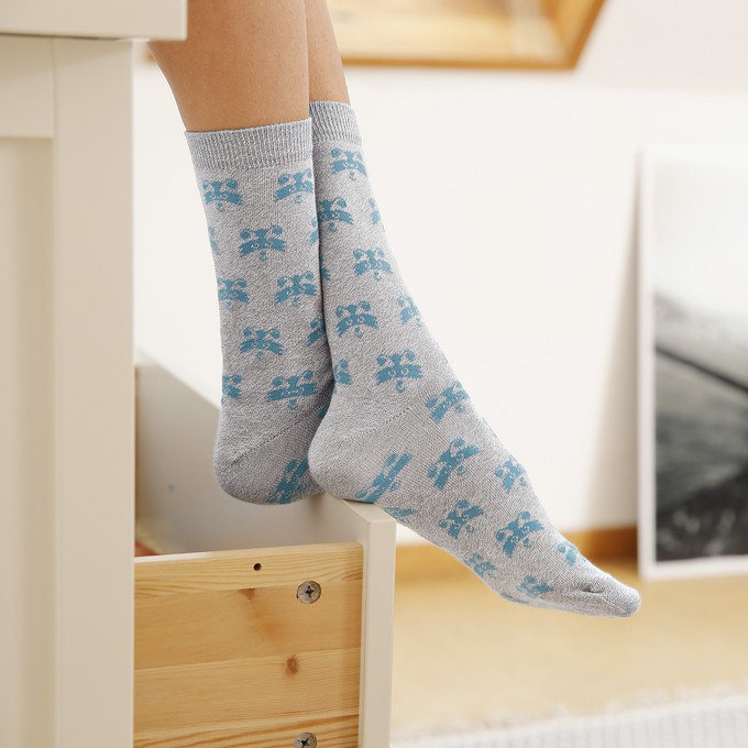 Waschbärsocken aus Bio-Baumwolle, grau-türkis from Waschbär