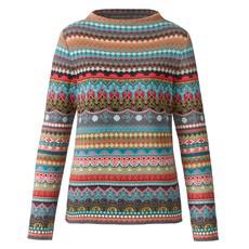 Jacquard-Pullover aus Bio-Baumwolle, petrol gemustert via Waschbär