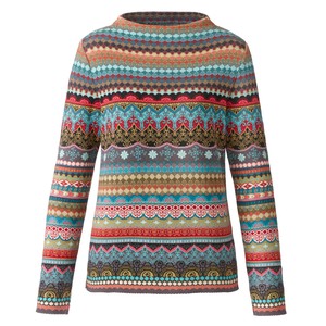 Jacquard-Pullover aus Bio-Baumwolle, petrol gemustert from Waschbär