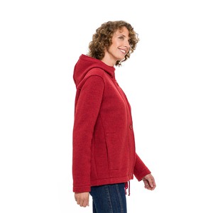Walkjacke mit Kapuze aus reiner Bio-Schurwolle, granatapfel from Waschbär