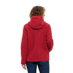 Walkjacke mit Kapuze aus reiner Bio-Schurwolle, granatapfel from Waschbär